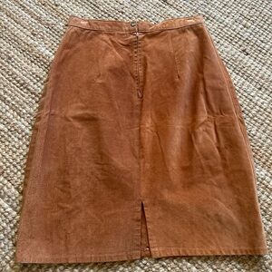 Women's Vintage Rust Brown Suede A-Line Skirt